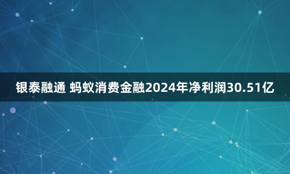 银泰融通 蚂蚁消费金融2024年净利润30.51亿