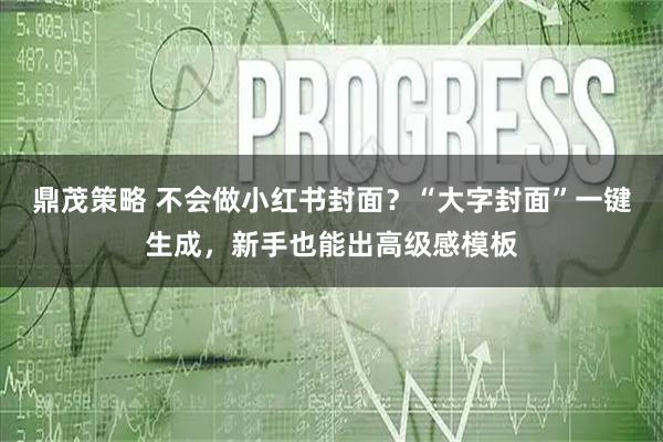 鼎茂策略 不会做小红书封面?“大字封面”一键生成,新手也能出高级感模板