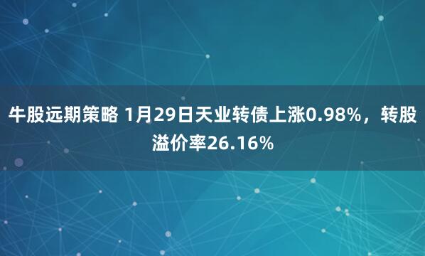牛股远期策略 1月29日天业转债上涨0.98%,转股溢价率26.16%